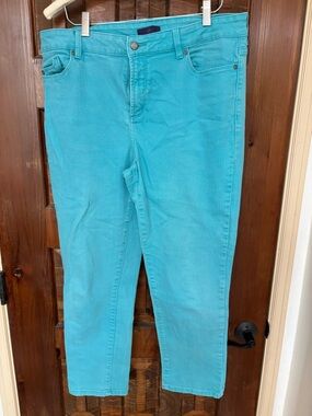 NYDJ Turquoise stretch capris 14